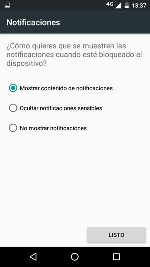 Seleccione la opción deseada y seleccione LISTO
