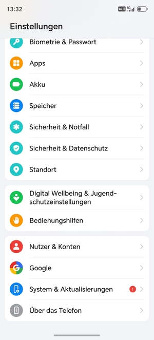 Scrollen Sie und wählen Sie System & Aktualisierungen
