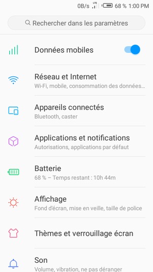 Sélectionnez Réseau et Internet