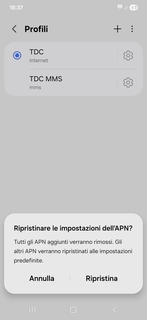 Seleziona Ripristina