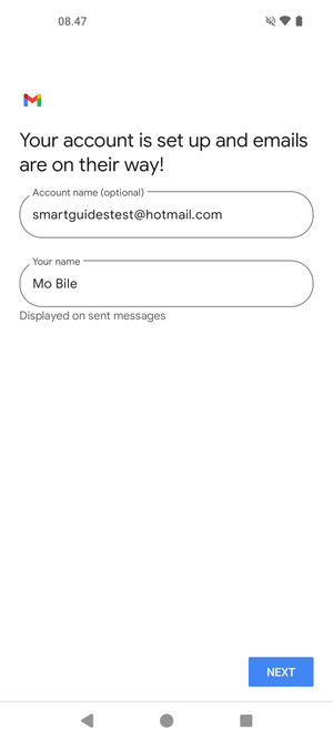 Give your account a name and enter your name. Select NEXT