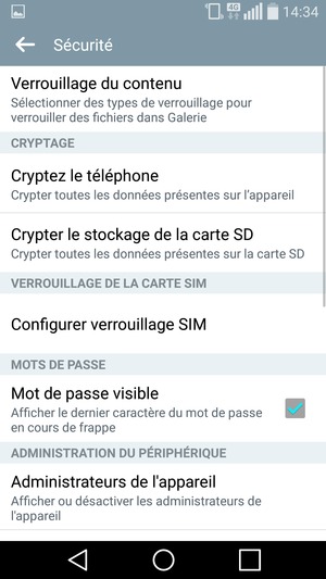 Sélectionnez Configurer verrouillage SIM