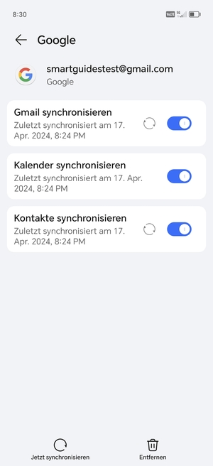 Wählen Sie Jetzt synchronisieren
