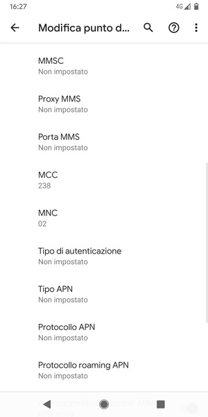 Scorri verso il basso e inserisci le informazioni degli MMS