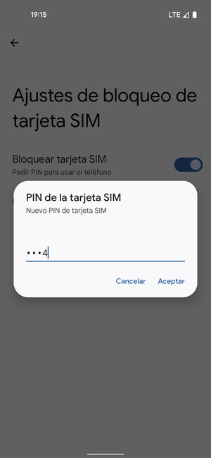 Introduzca su Nuevo PIN de tarjeta SIM y seleccione Aceptar
