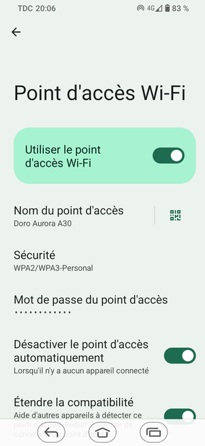 Votre téléphone est maintenant configuré pour être utilisé comme modem