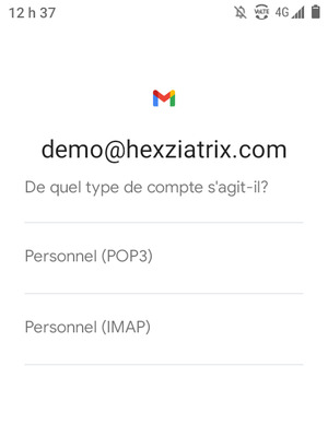 Sélectionnez Personnel (POP3) ou Personnel (IMAP)