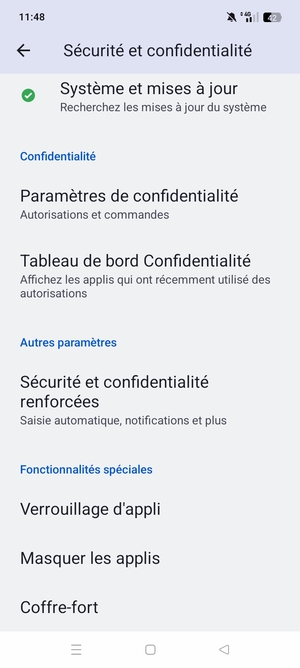 Faites défiler et sélectionnez Sécurité et confidentialité renforcées