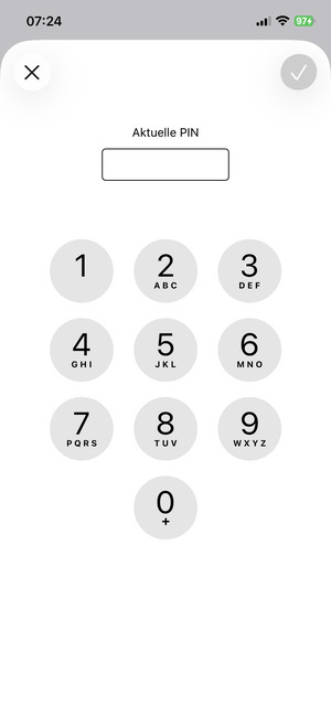 Geben Sie Ihre Aktuelle PIN ein und wählen Sie OK