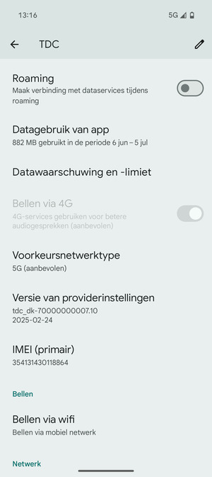 Scroll naar en selecteer Voorkeursnetwerktype