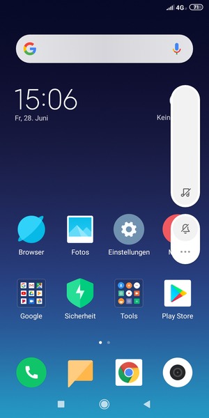 Für Vibrations-Modus gedrückt halten, welcher mit einer kurzen Vibration bestätigt wird
