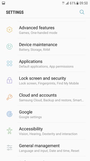 Scroll to and select Cloud and accounts