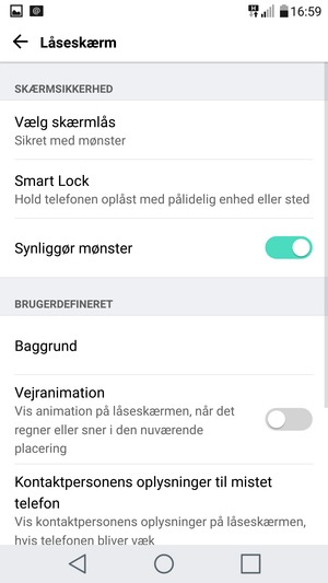 Din telefon er nu sikret med en skærmlås