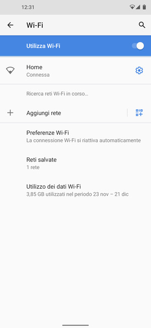 Ora sei connesso alla rete Wi-Fi