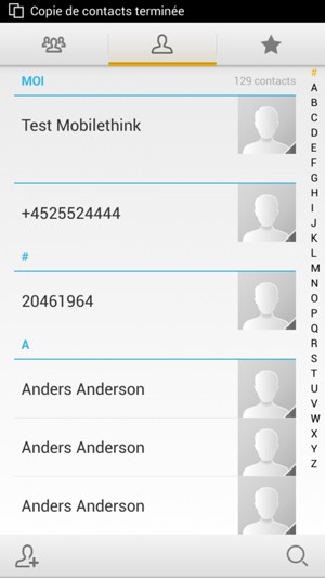 Vos contacts viennent d'être ajoutés à votre Alcatel
