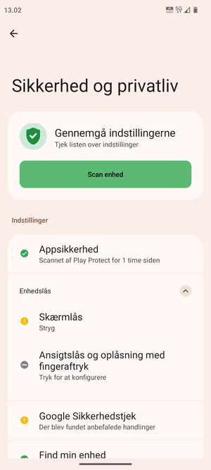 Vælg Skærmlås