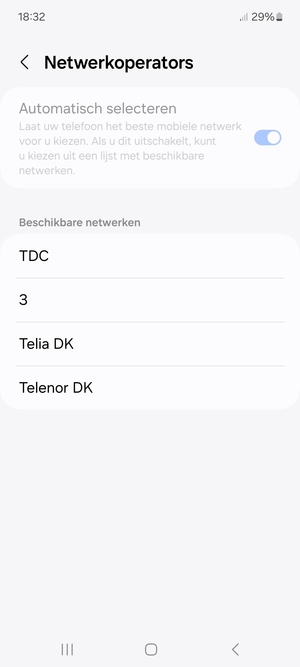Selecteer een netwerkoperator uit de lijst