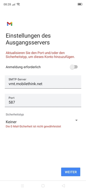 Wählen Sie WEITER
