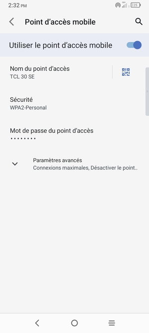 Votre téléphone est maintenant configuré pour être utilisé comme modem