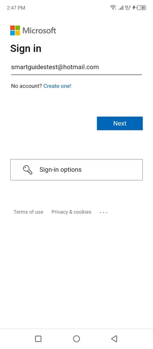 Enter your Email address and select Next