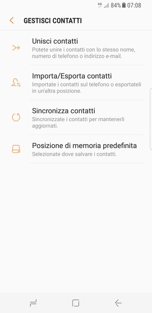 Seleziona Importa/Esporta contatti