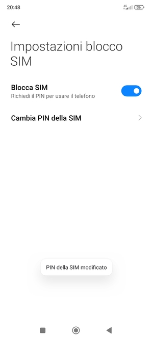 Il tuo  PIN della SIM è stato modificato