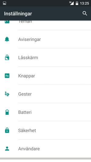 Scrolla till och välj Batteri