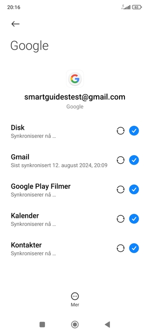 Din informasjon blir synkronisert