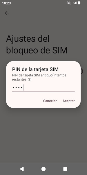 Introduzca su PIN de la tarjeta SIM antiguo y seleccione Aceptar