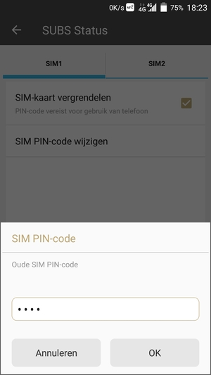 Voer uw Oude SIM PIN-code in en selecteer OK