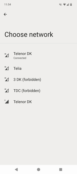 Select a network operator from the list