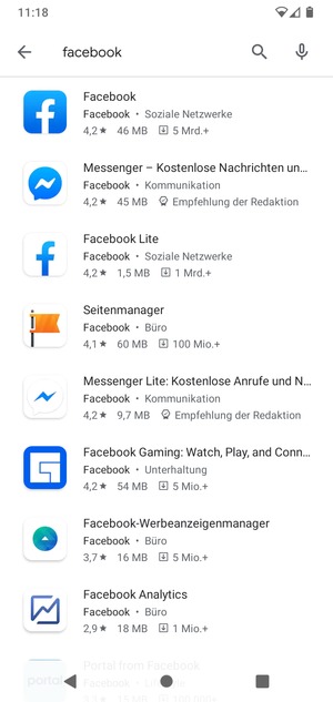 Wählen Sie die App