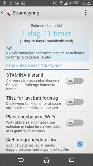 Aktiver STAMINA-tilstand