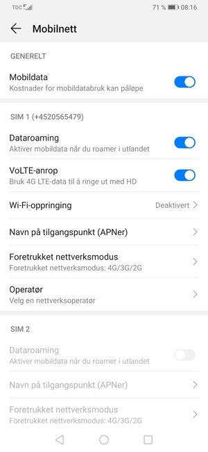 Slå Dataroaming på eller av