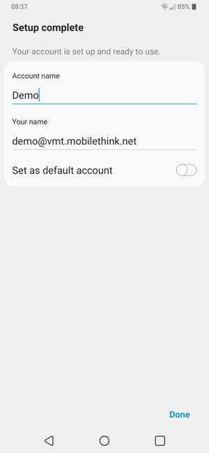 Give your account a name and enter your name. Select Done