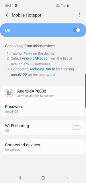 Your phone is now set up for use as a modem