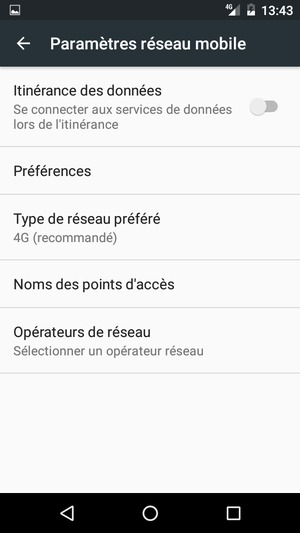 Pour changer de réseau en cas de problèmes de réseau, sélectionnez Opérateurs de réseau