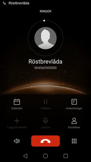 Om din röstbrevlåda ringer som på den här skärmen, då är din telefons inställningar rätt.