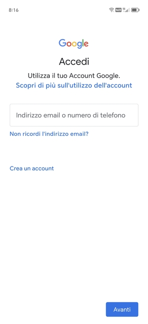Inserisci il tuo indirizzo Gmail e seleziona Avanti