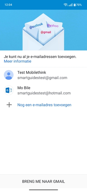 Selecteer BRENG ME NAAR GMAIL