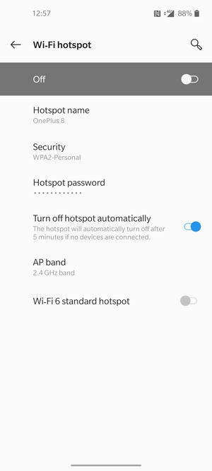 Select Hotspot password