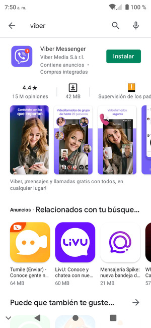 Seleccione la aplicación