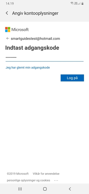Indtast din adgangskode og vælg Log på