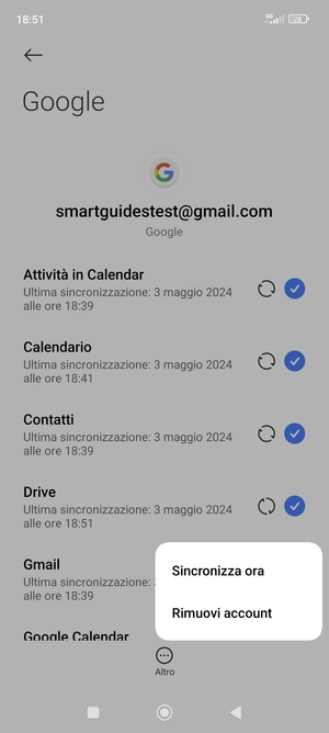 Seleziona Sincronizza ora
