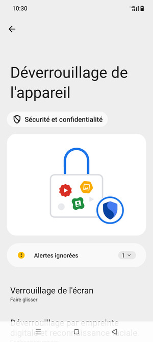Sélectionnez Verrouillage de l'ecran