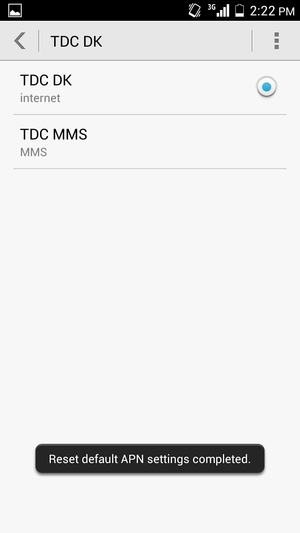 Your phone will reset to default Internet and MMS settings