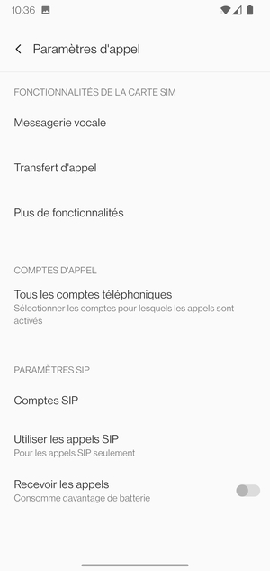 Sélectionnez Messagerie vocale