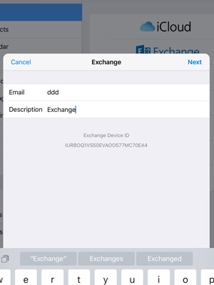 Enter your Exchange email information and select Next