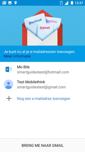 Selecteer BRENG ME NAAR GMAIL