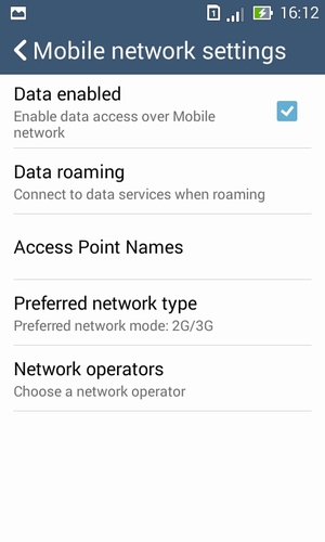 Select Preferred network type